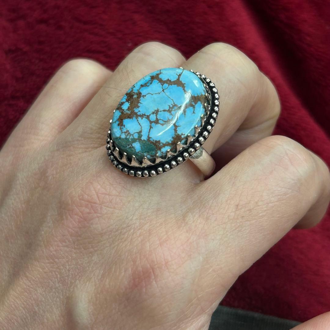 けーい 70s ヴィンテージ ターコイズ リング 23号 指輪 シルバ