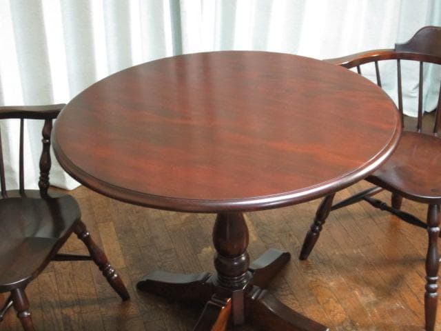 松本民芸家具 ミズメザクラ 無垢材 A型 丸テーブル ダイニングテーブル 円卓