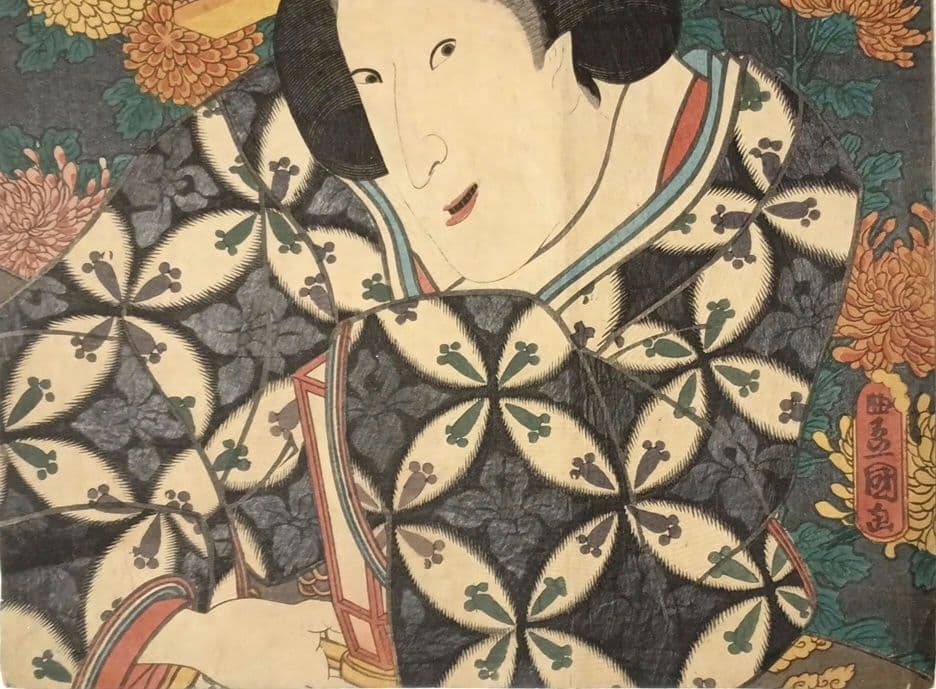 浮世絵版画、江戸紫五十四帖第六末摘花、三代歌川豊国画、嘉永5年出版