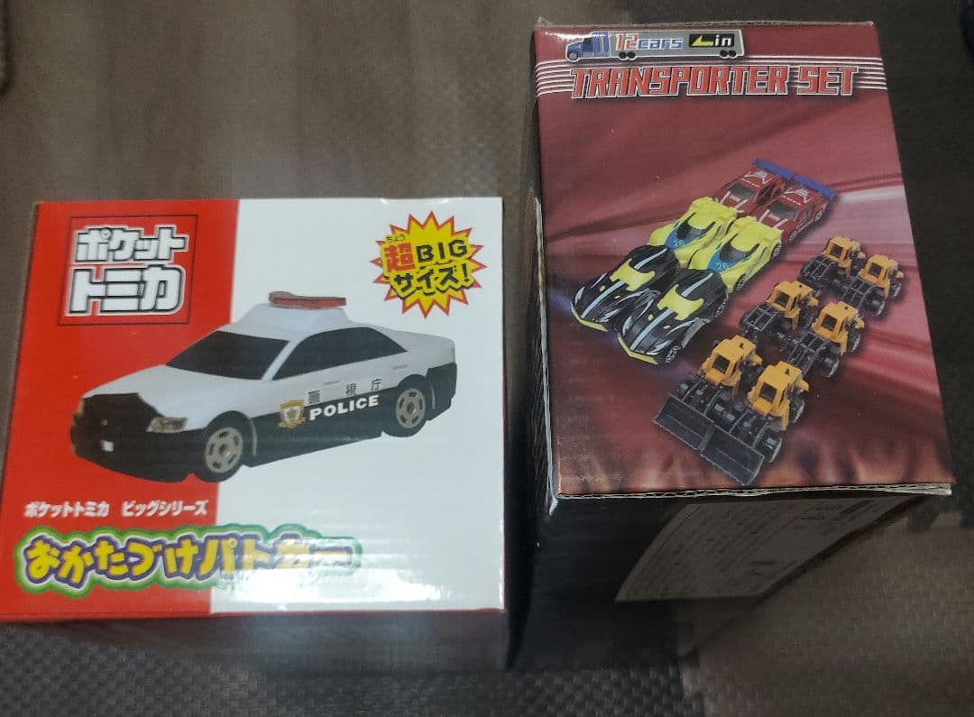 ジムニーシエラ、工事車両、お片付けパトカー、トランスポーターセット