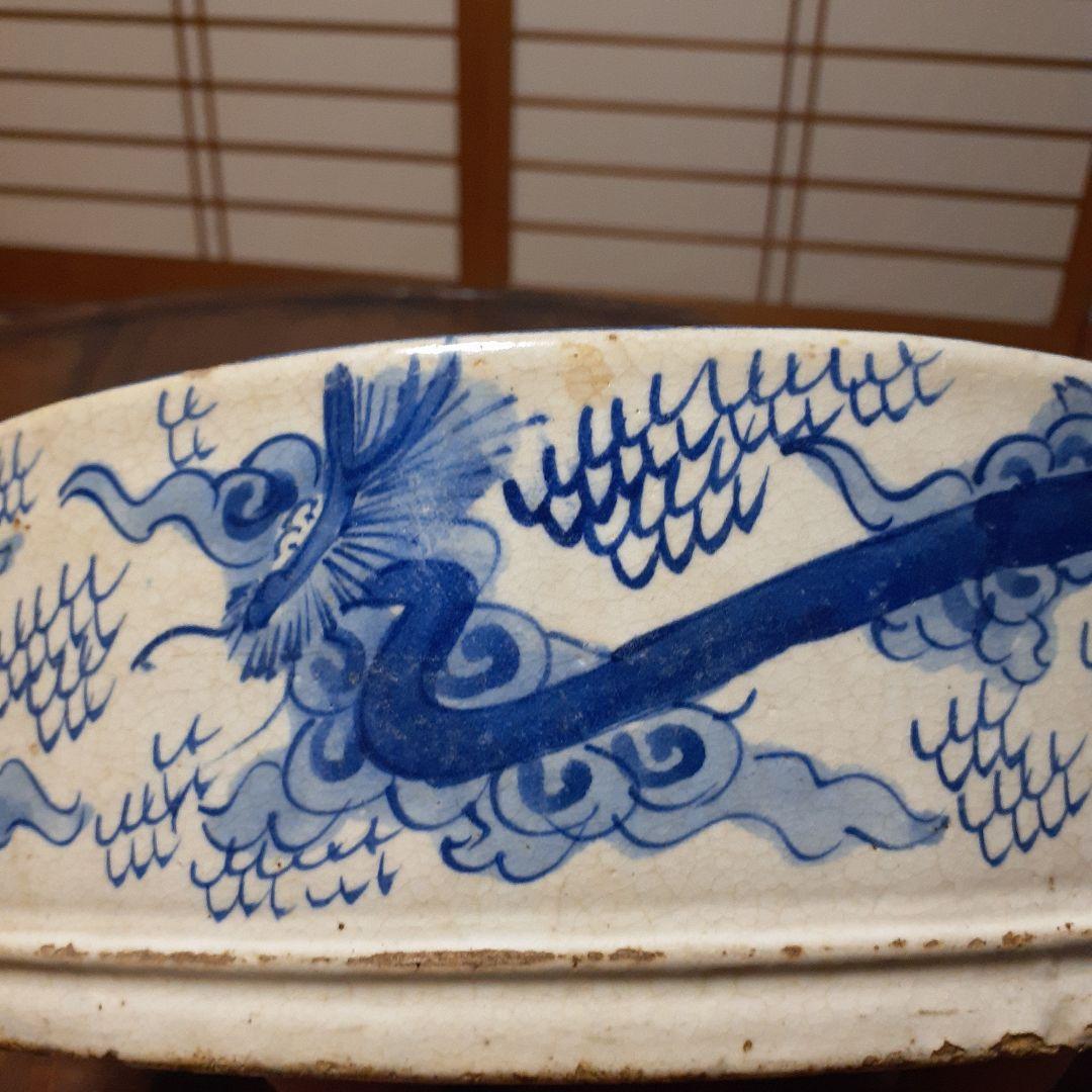 古染付雲龍図面盆