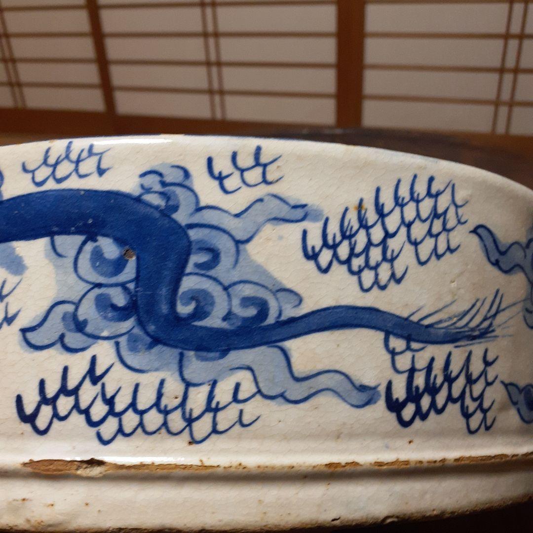 古染付雲龍図面盆