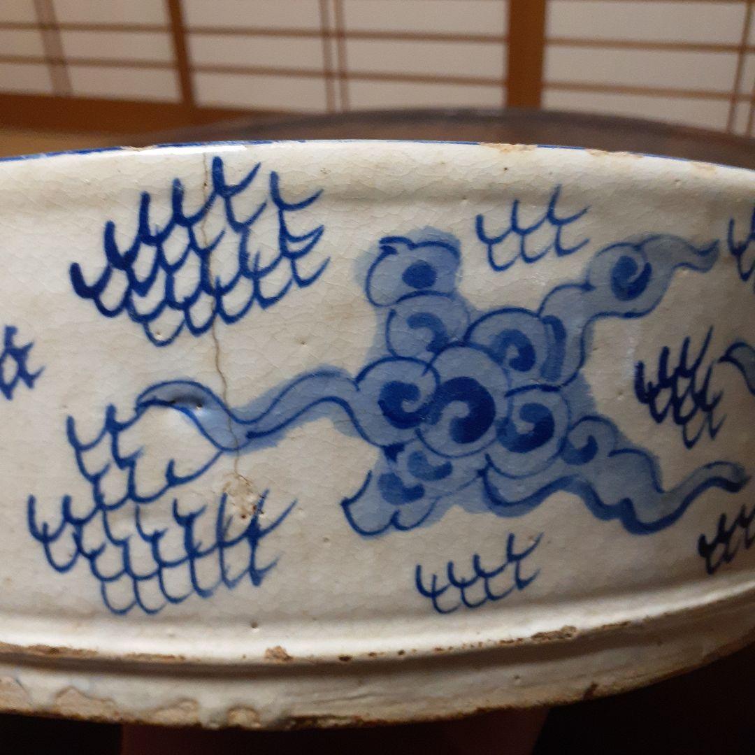 古染付雲龍図面盆