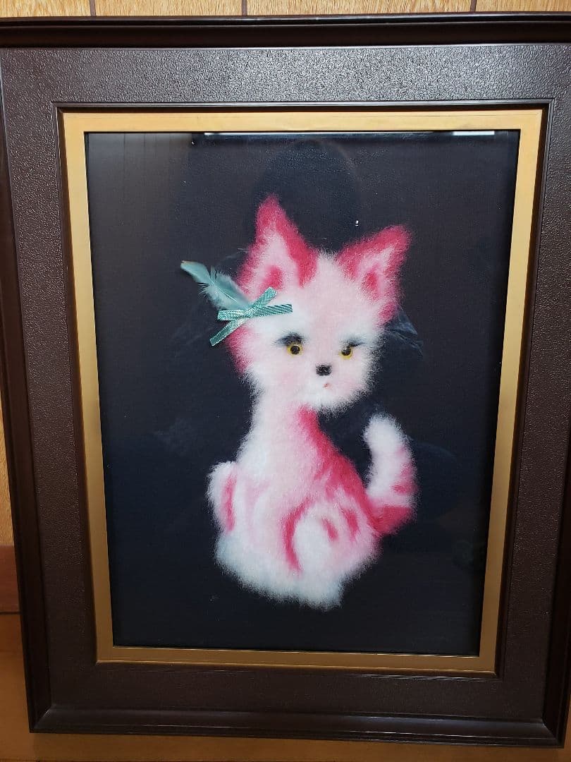 文化刺繍　松鳩文化刺繍　完成品　額付き　高級文化刺繍　絵画　ハンドメイド　箱あり