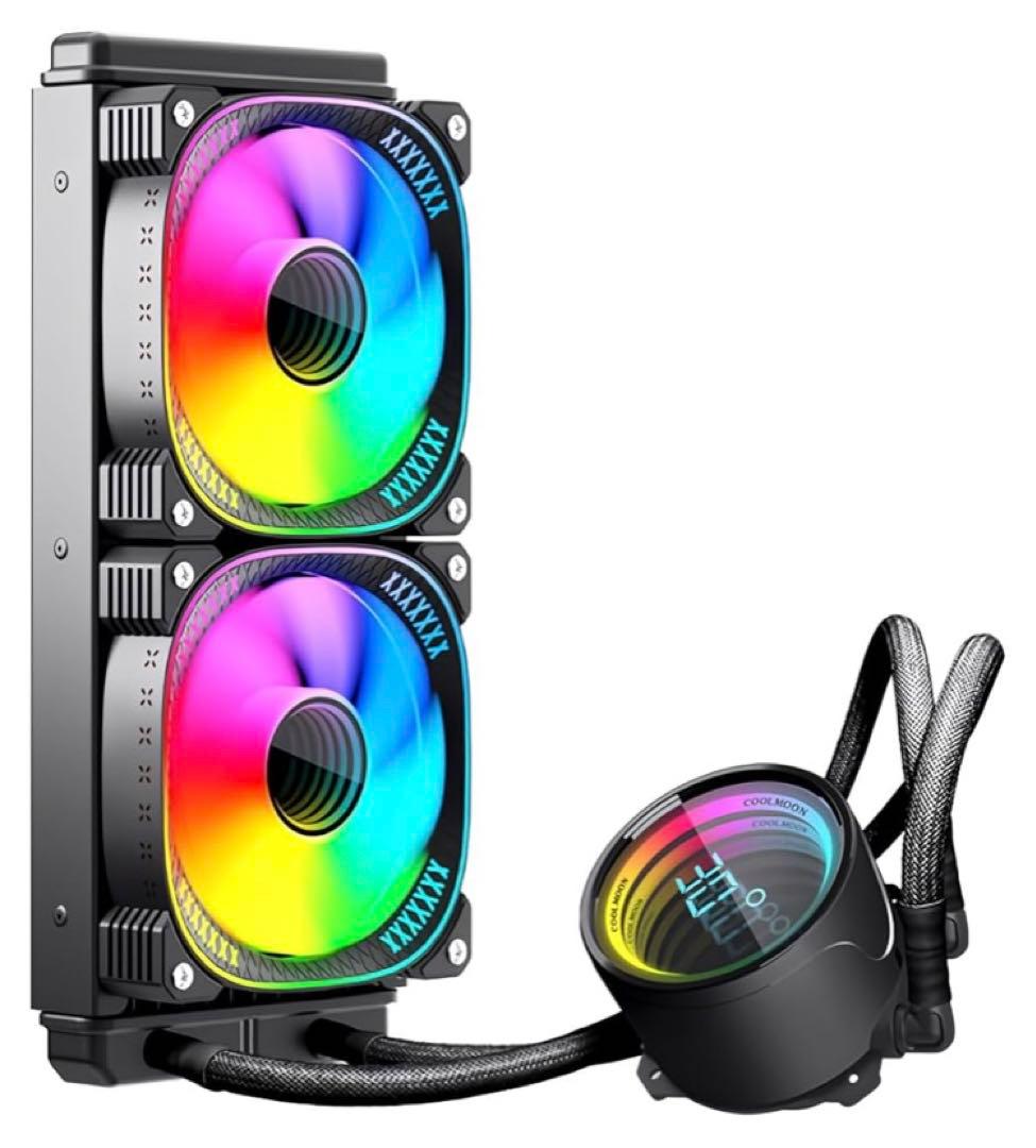 【新品】COOLMOON 簡易水冷クーラー 240mmCPUクーラーブラック／黒