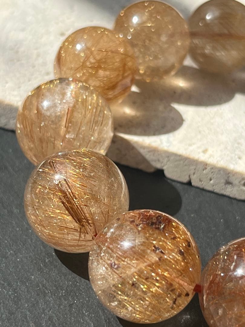 ルチルクォーツ　16.9〜19.3㎜　ブレスレット