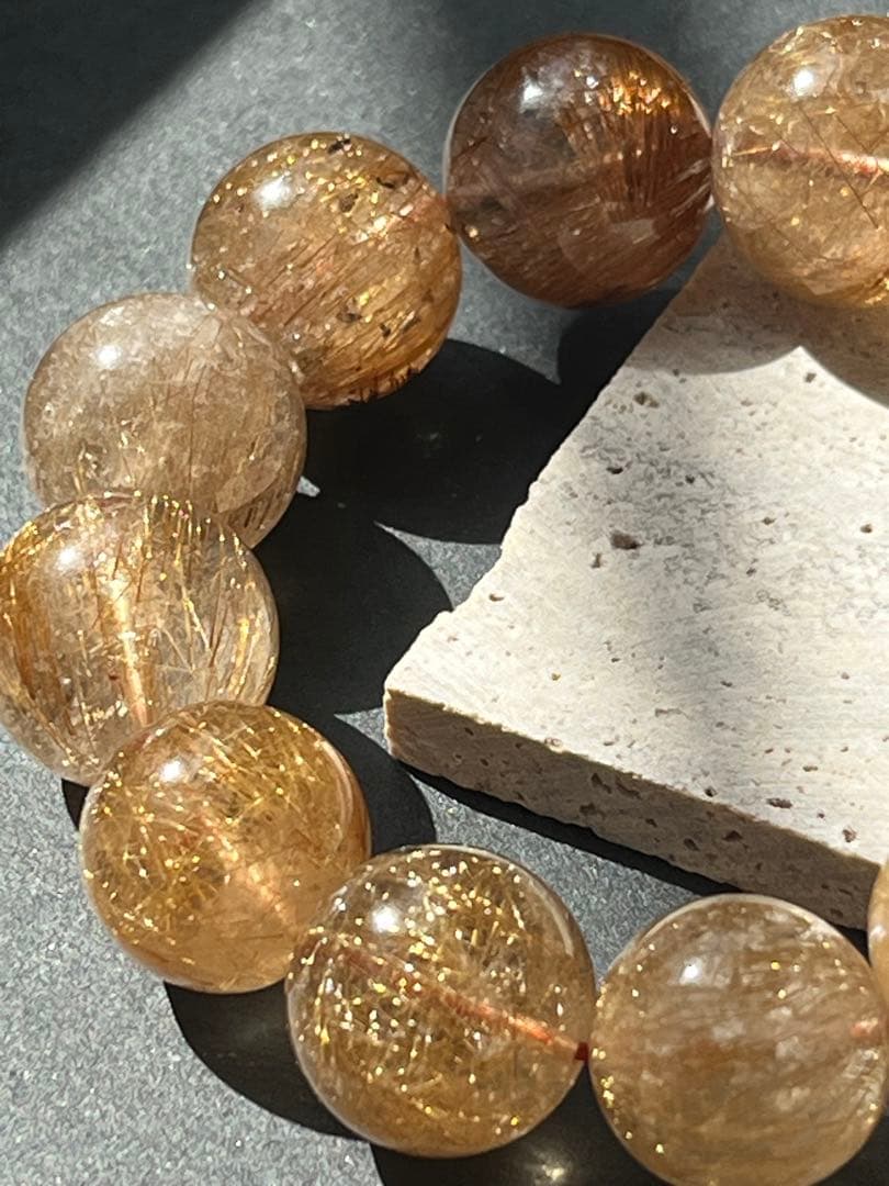 ルチルクォーツ　16.9〜19.3㎜　ブレスレット