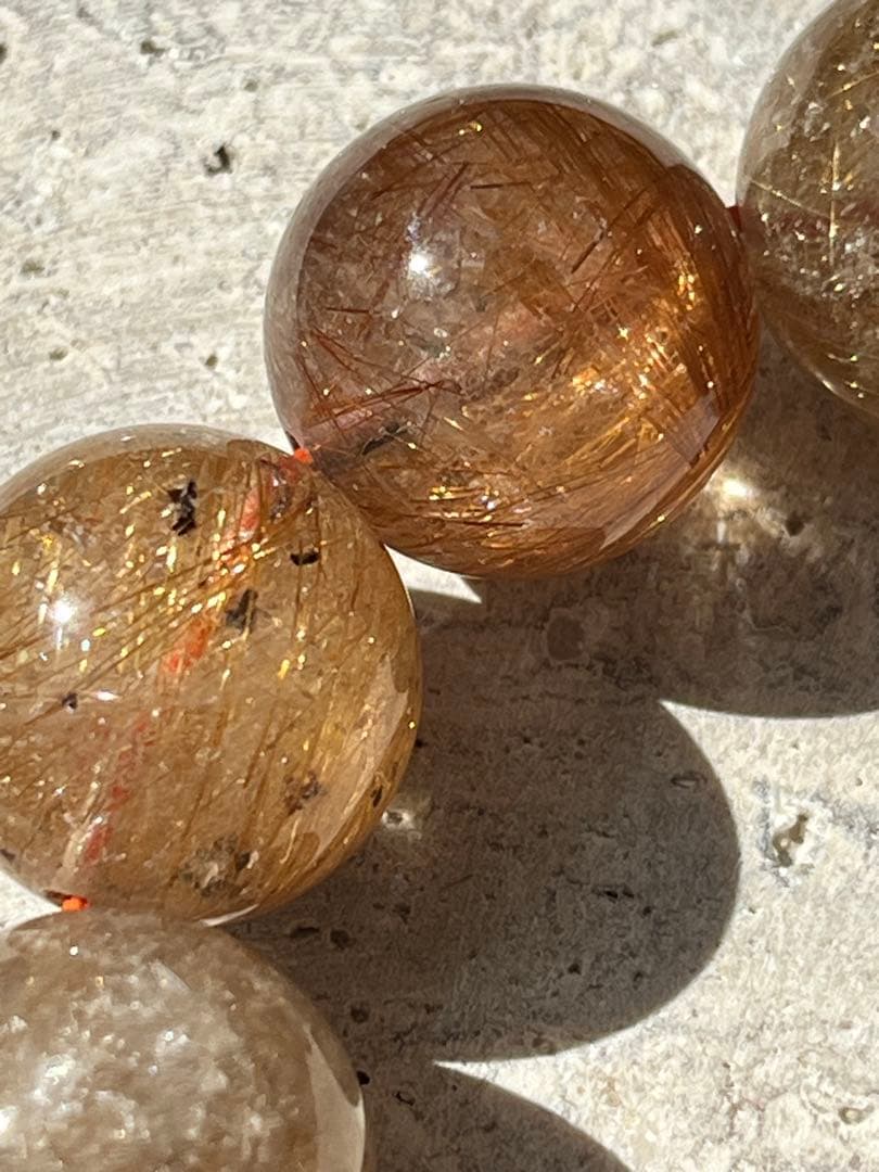 ルチルクォーツ　16.9〜19.3㎜　ブレスレット