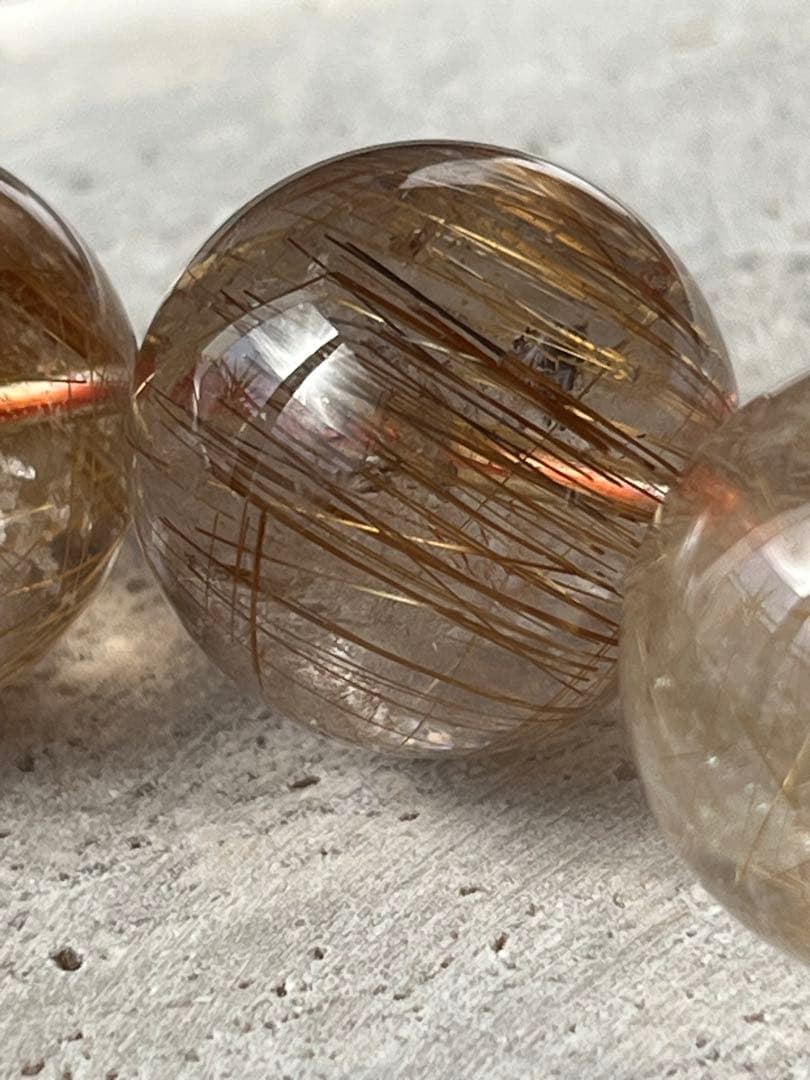 ルチルクォーツ　16.9〜19.3㎜　ブレスレット