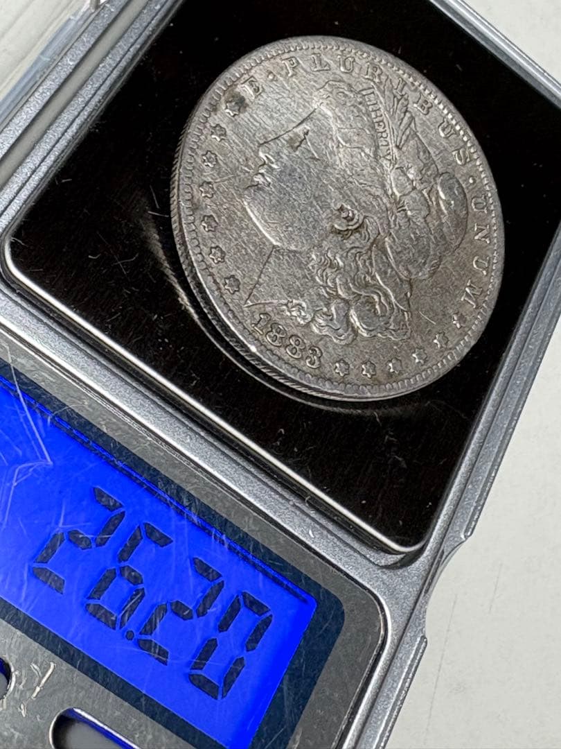【本物保証】アメリカ　モルガンダラー　銀貨　1883年銘　加工跡有り　26.2g