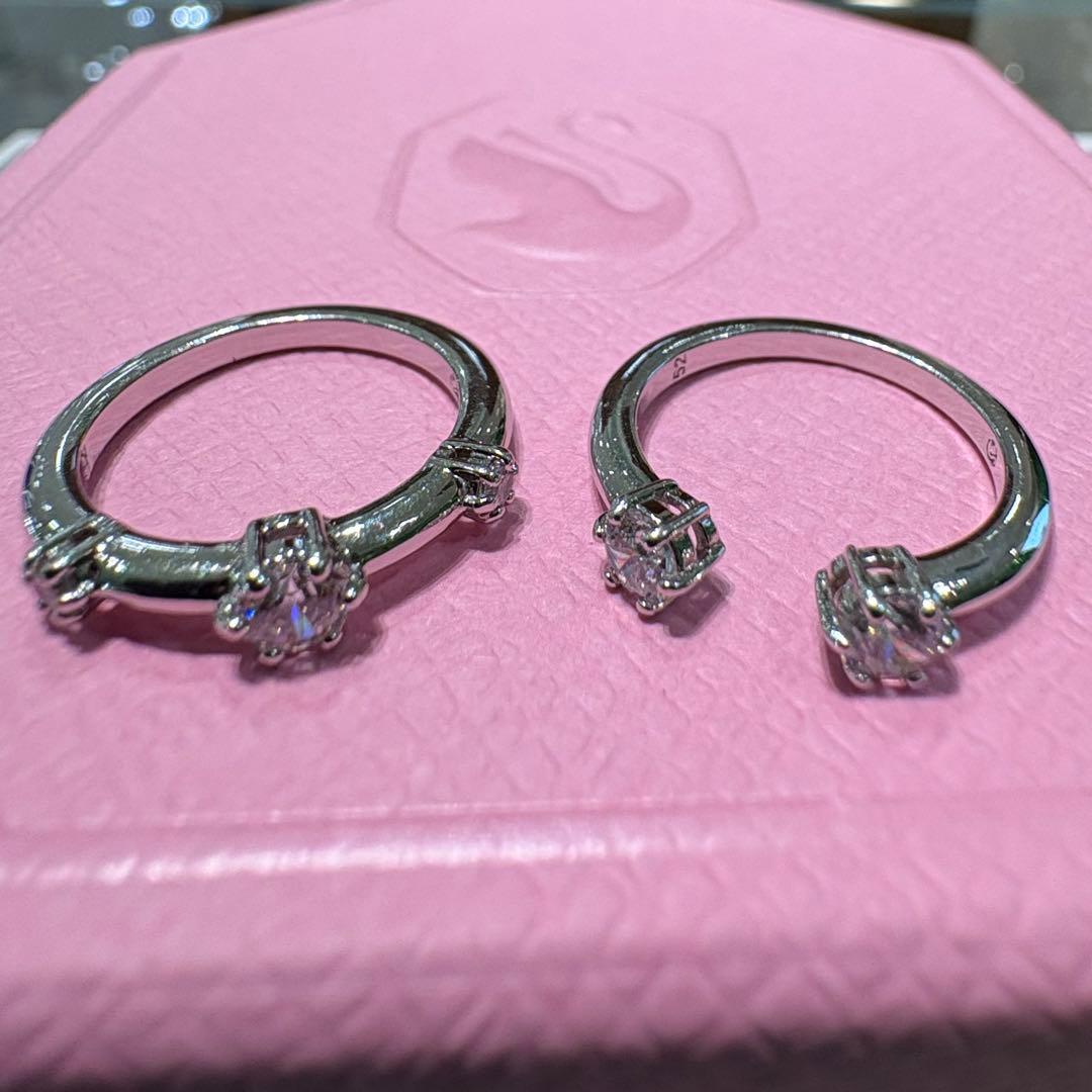 スワロフスキー 2連 リング 11号 Constella コンステラ シルバー