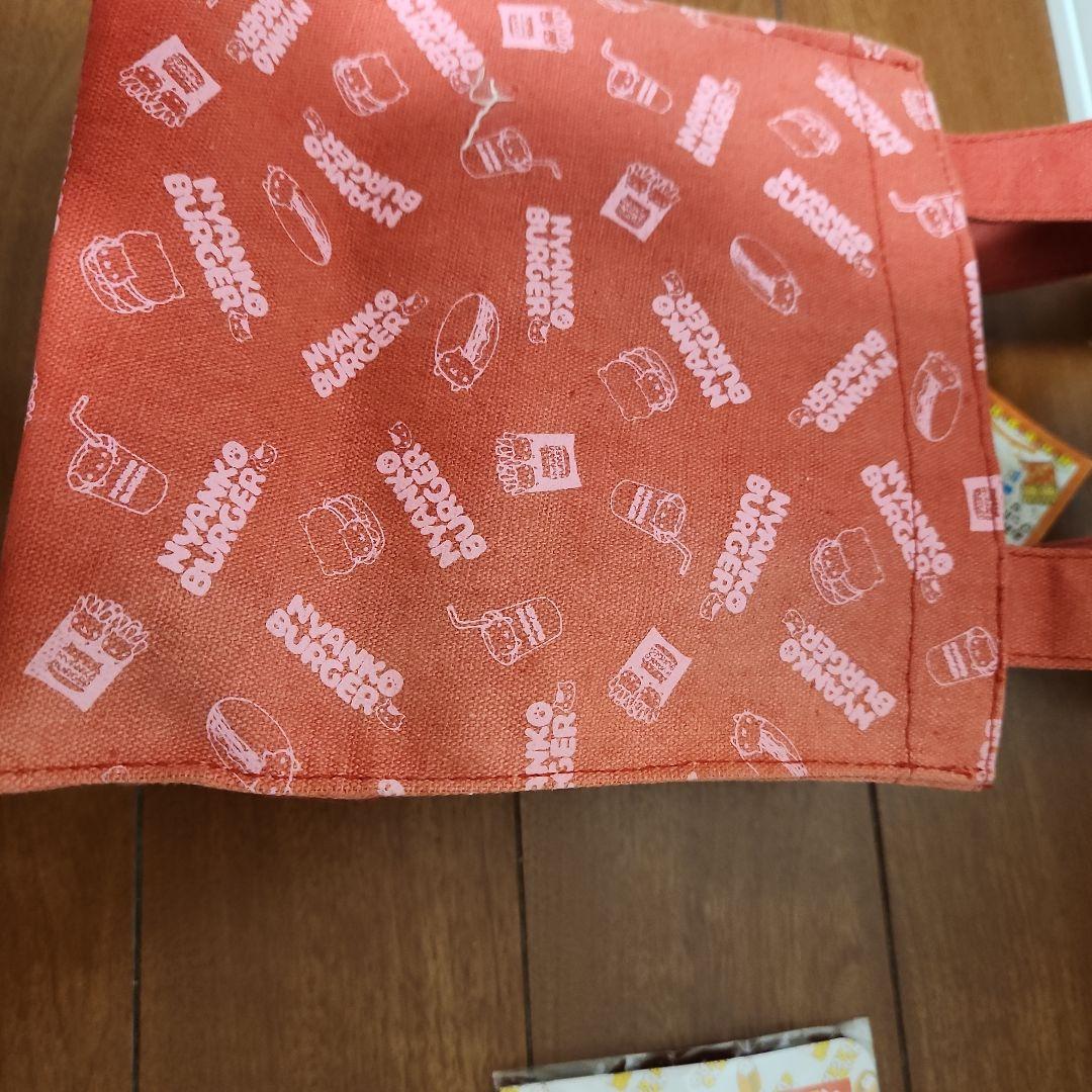 にゃんにゃんにゃんこ　にゃんこバーガー　ランチトートバッグ　プチミラー