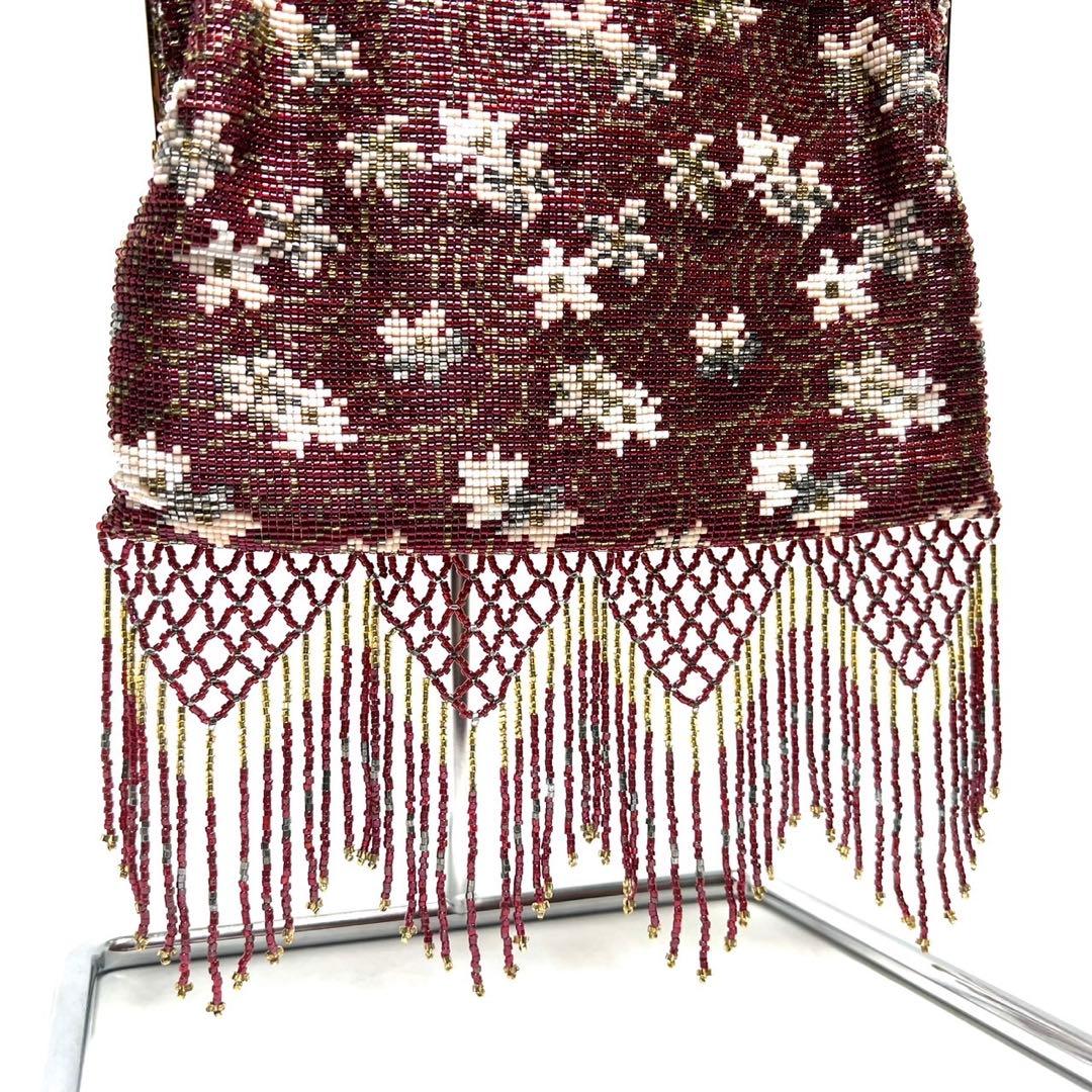 【美品】Hakubotan 白牡丹/メタルビーズ混/ 2way/ビーズバッグ