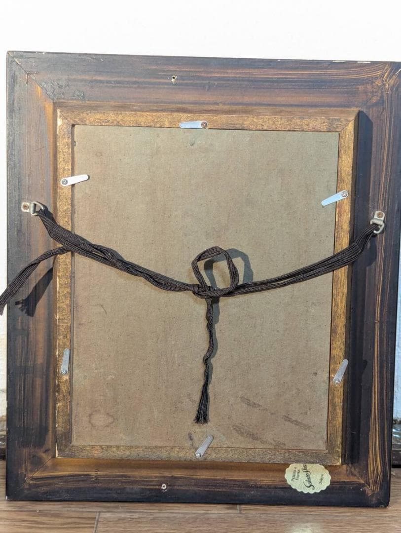 【真作】絵画　油彩0号　地中海の風景画　青い海の見える街　W149