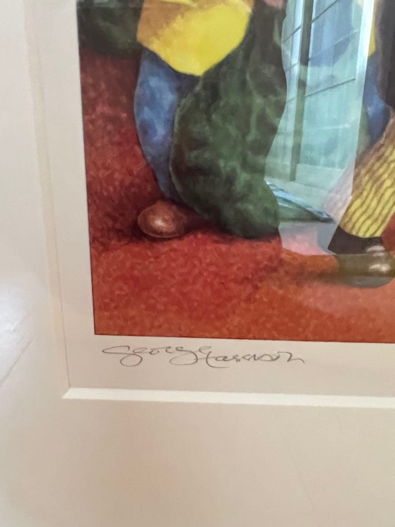 ビートルズ　ジョージ・ハリスン直筆サイン入り　リトグラフ　保存額装　新品