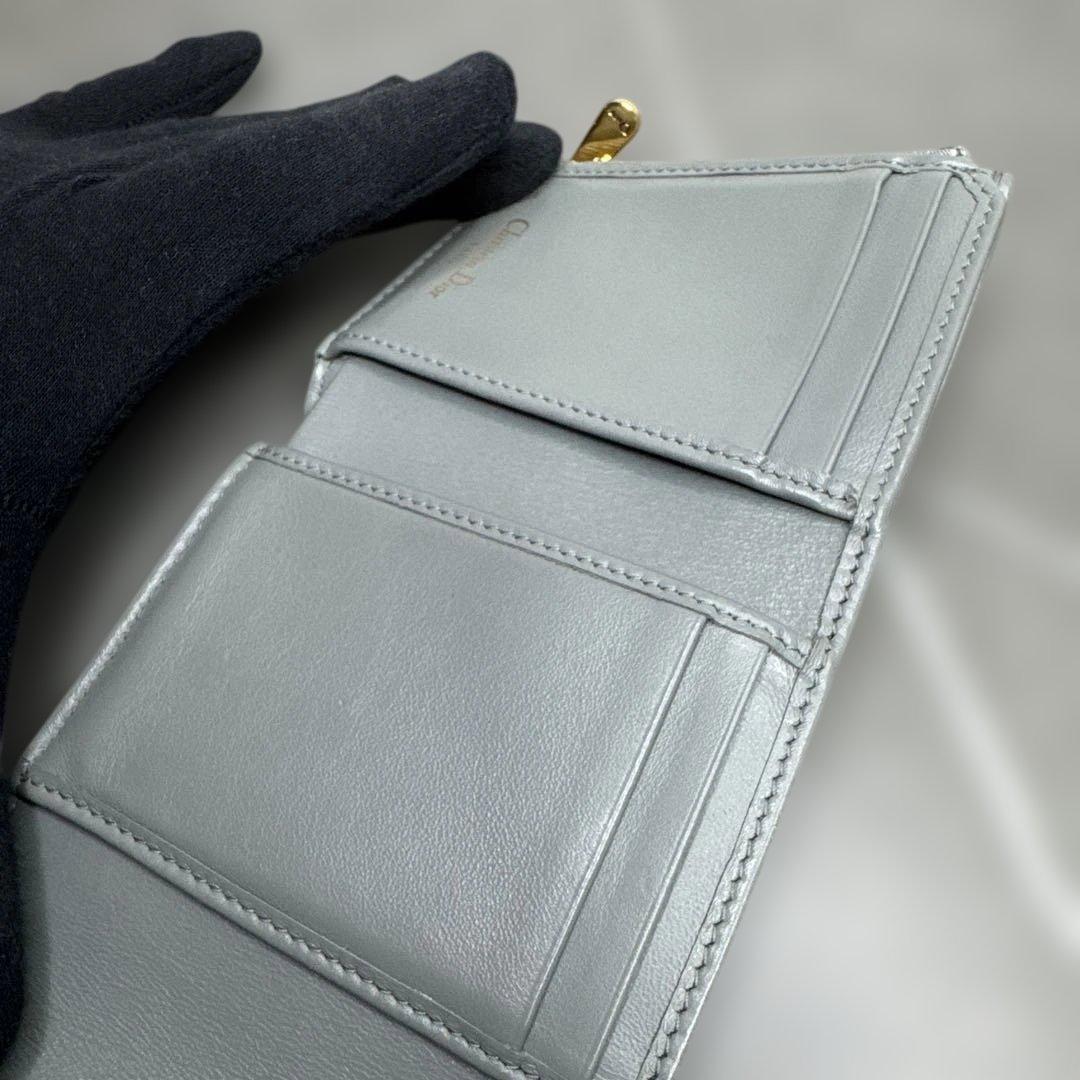 DIOR 三つ折り 財布　サドル　オブリーク　トロッター柄　ロゴチャーム