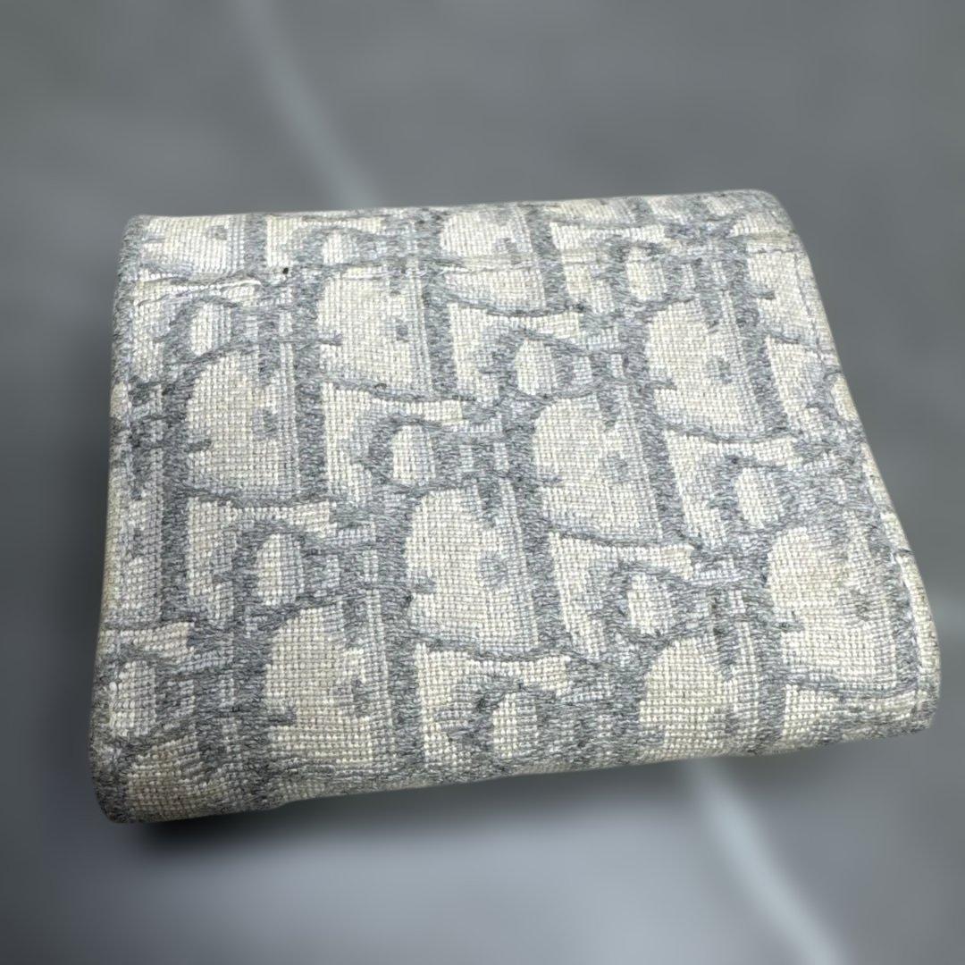 DIOR 三つ折り 財布　サドル　オブリーク　トロッター柄　ロゴチャーム