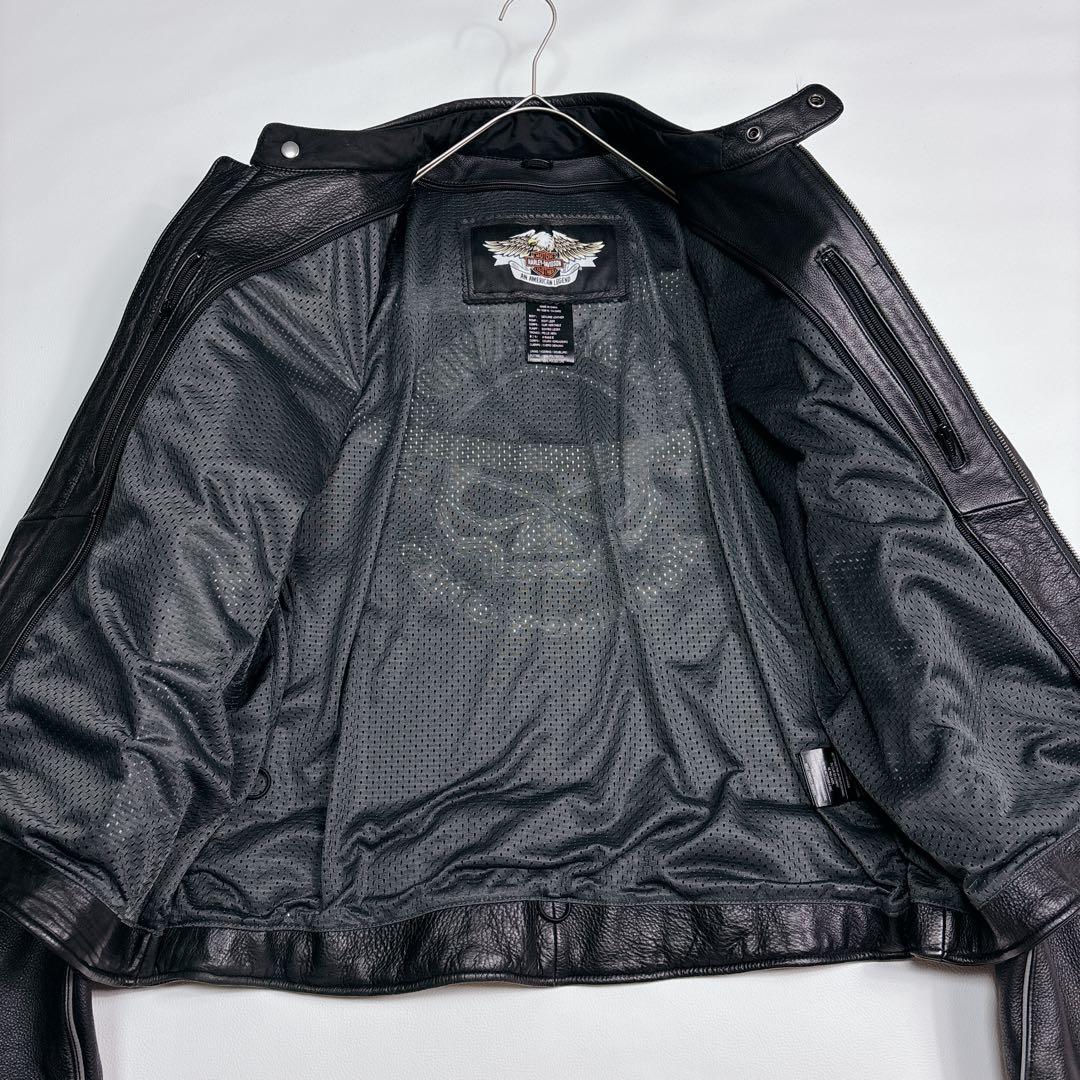 【希少2XLサイズ】美品✨ハーレーダビッドソン シングルライダースジャケット 黒