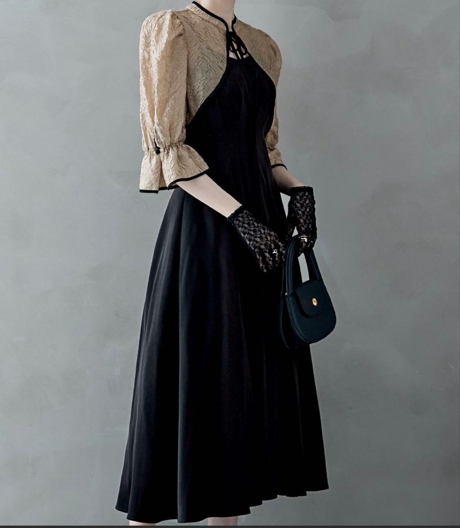 etoll. ジャガードボレロ＆ウエストタックボリュームパーティードレス