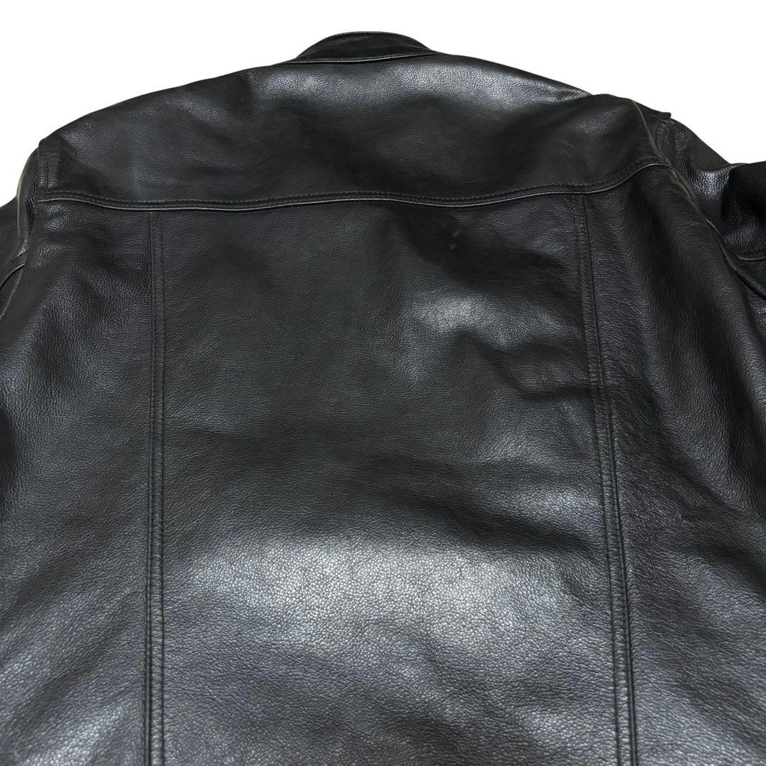 美品 OLD UNIQLO ユニクロ 牛革 ライダースジャケット ブラック Ｌ