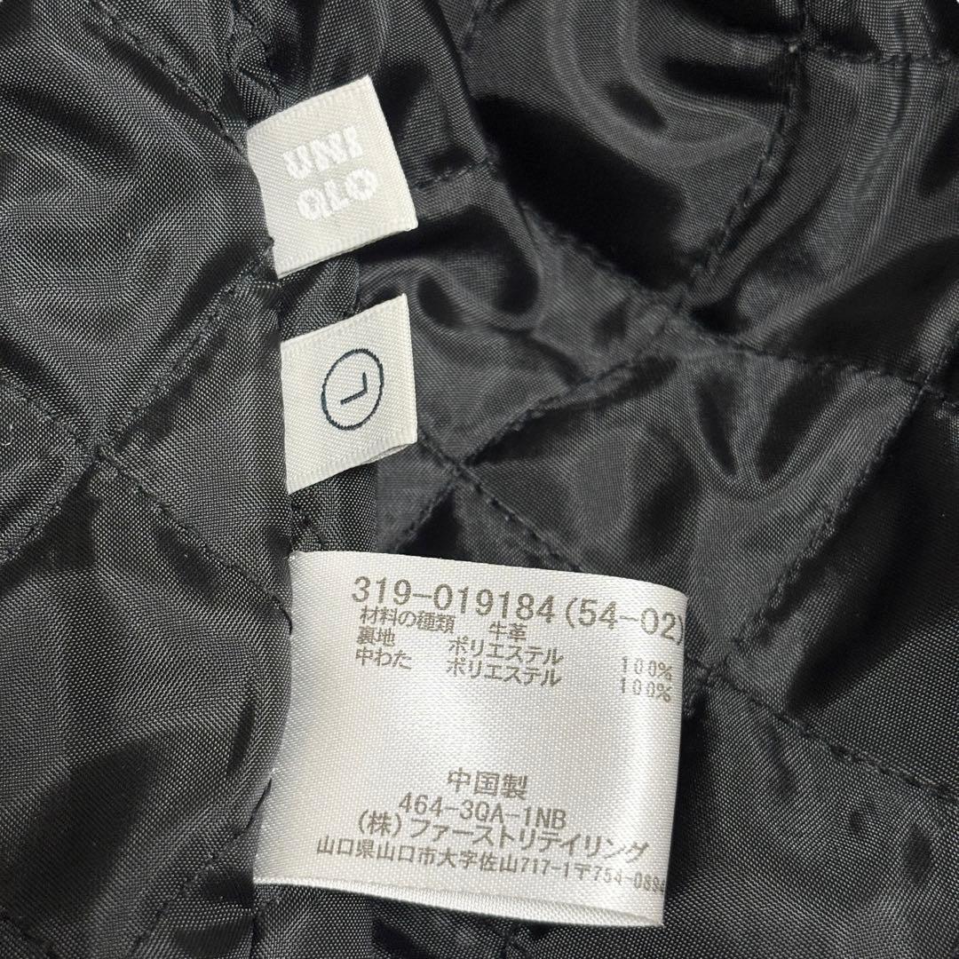 美品 OLD UNIQLO ユニクロ 牛革 ライダースジャケット ブラック Ｌ