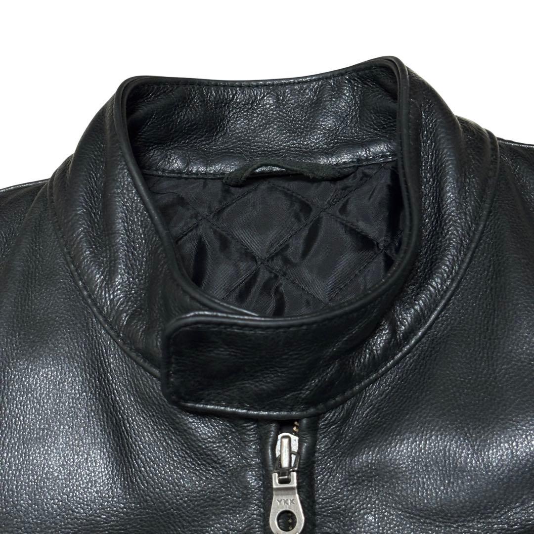 美品 OLD UNIQLO ユニクロ 牛革 ライダースジャケット ブラック Ｌ