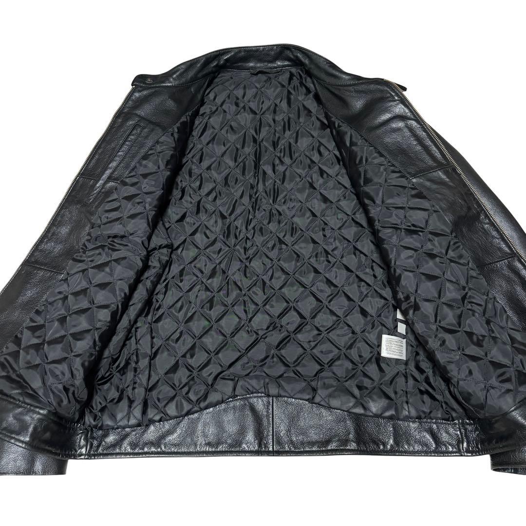 美品 OLD UNIQLO ユニクロ 牛革 ライダースジャケット ブラック Ｌ