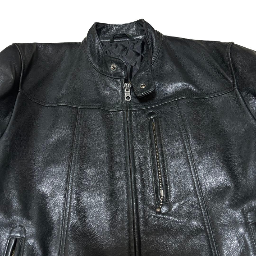 美品 OLD UNIQLO ユニクロ 牛革 ライダースジャケット ブラック Ｌ