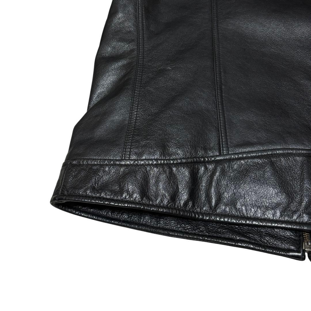 美品 OLD UNIQLO ユニクロ 牛革 ライダースジャケット ブラック Ｌ