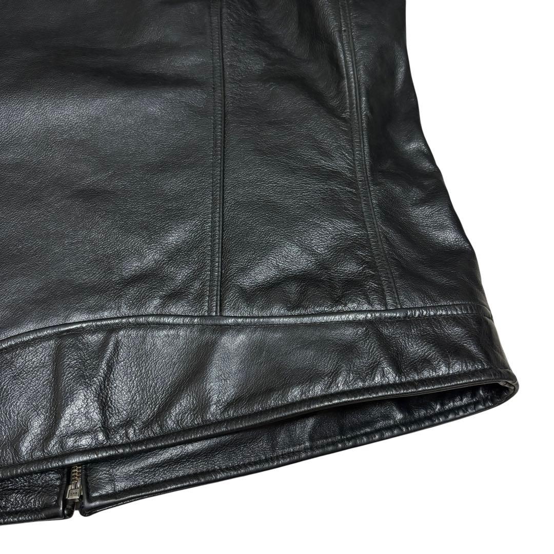 美品 OLD UNIQLO ユニクロ 牛革 ライダースジャケット ブラック Ｌ