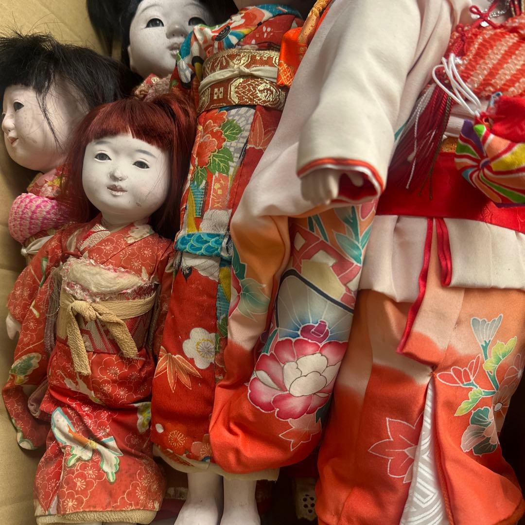 座敷童子部屋の市松人形セット 伝統的和服 黒髪