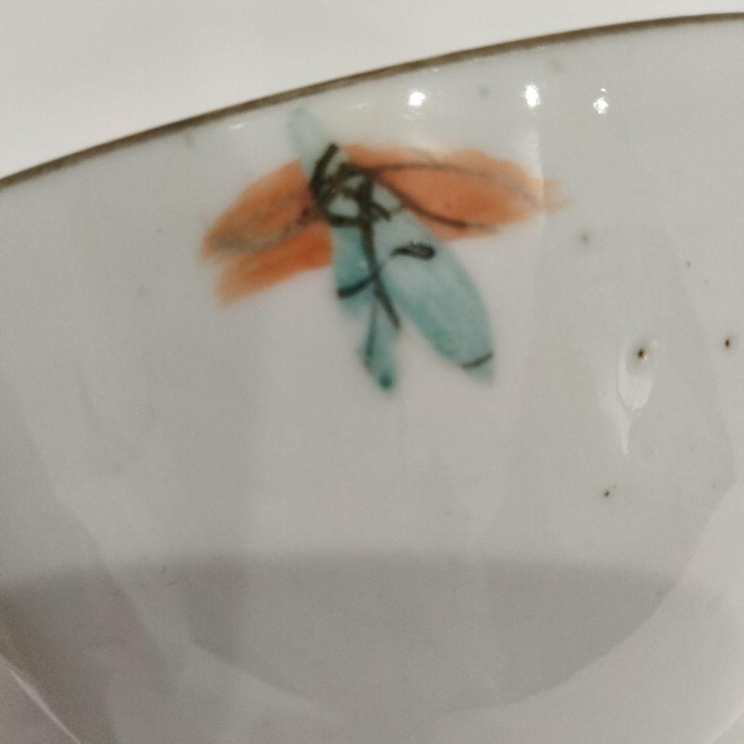 v141　中国清朝期 同治年製 粉彩絶品金魚絵付磁器鉢 弦金魚図　Q