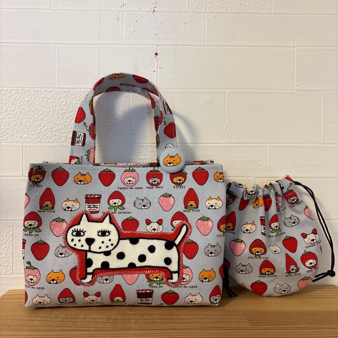 感謝価格　巾着　猫柄　ハンドメイド　小物入れ　おやつ入れ