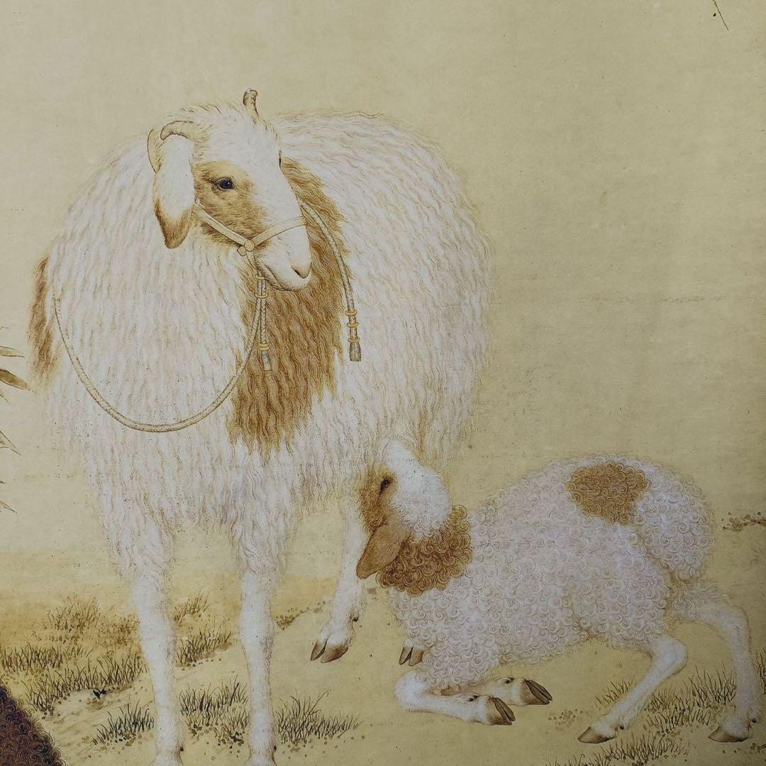 《郎世寧・開泰図》 中堂掛軸　宣紙装裱 70×173cm 鑑賞用・証書付