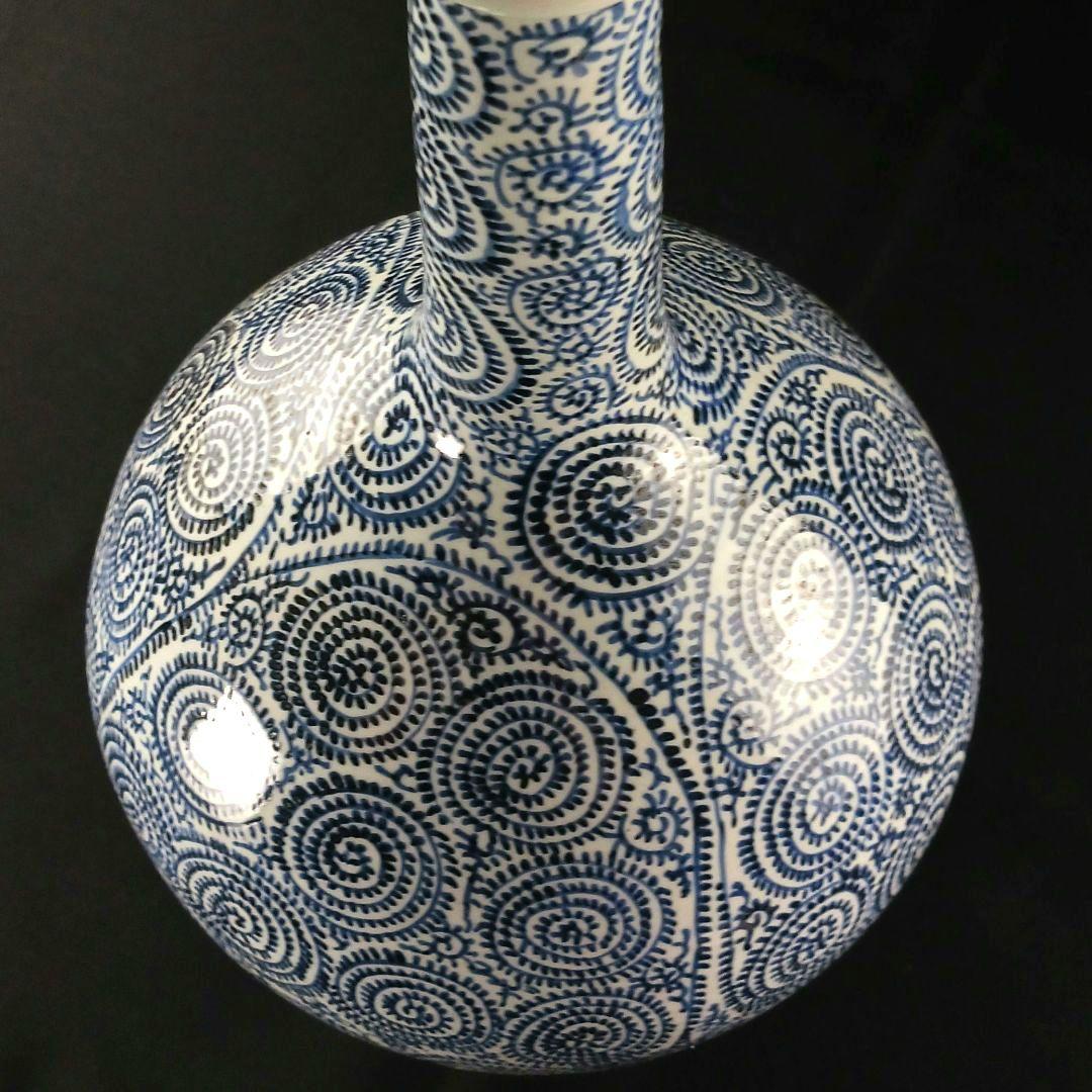 Y2788 古伊万里 染付蛸唐草文瓶 壷 高さ40㎝ 大型
