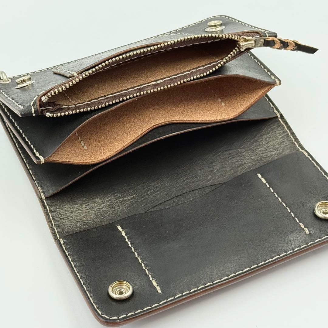 トラッカーウォレット(ブラック) サドルレザー　タロンジッパー　真鍮ニッケル