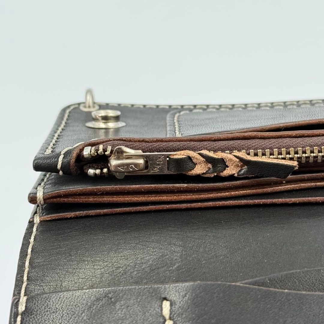 トラッカーウォレット(ブラック) サドルレザー　タロンジッパー　真鍮ニッケル