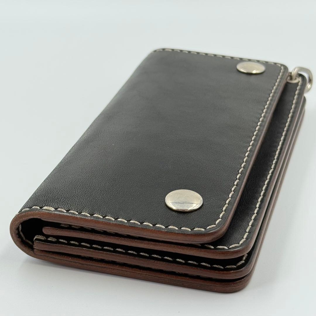 トラッカーウォレット(ブラック) サドルレザー　タロンジッパー　真鍮ニッケル