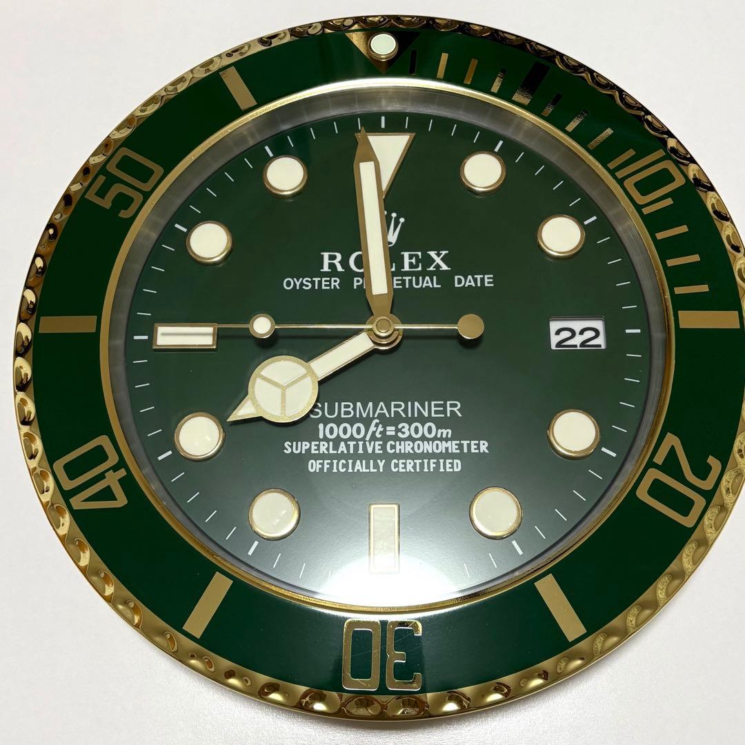 希少品 ROLEX掛け時計 グリーンサブゴールド