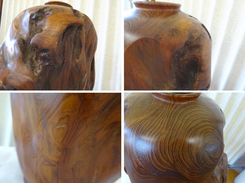 稀少　屋久杉　銘木　壺　花器　泡瘤　虎杢　泡杢　伝統工芸品　世界遺産　美術品　②
