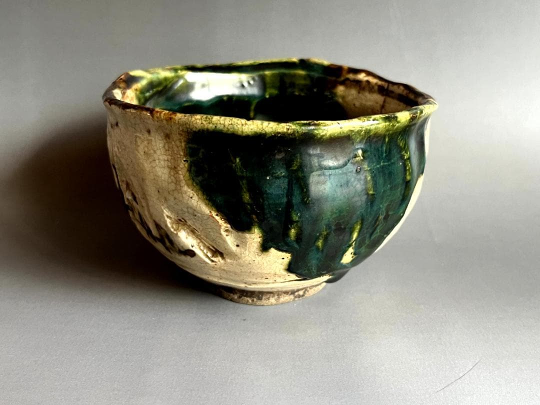 茶碗■古織部 江戸期 時代物碗 酒器 ぐい呑 お茶道具 古美術 時代物 骨董品■