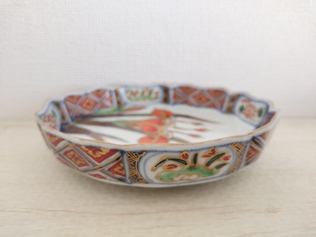 お値下げしました、4枚組　色絵　菖蒲紋　小皿