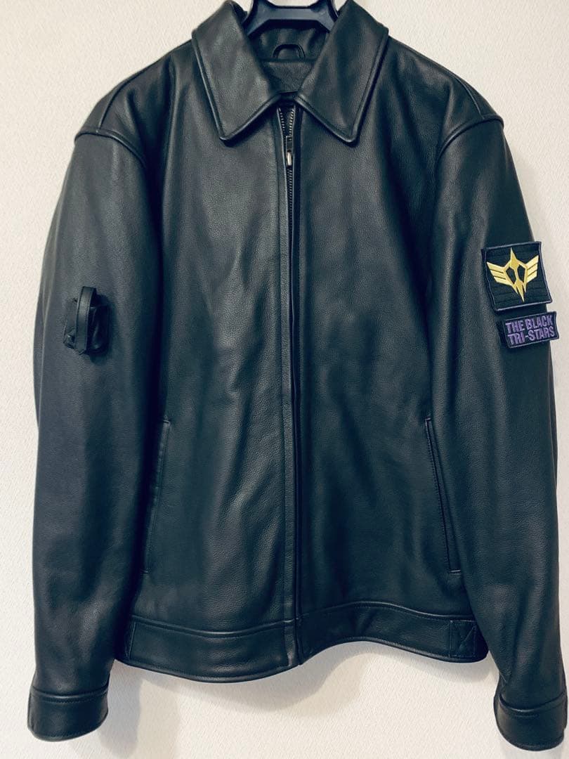 未使用品 ガンダム ジオン軍 レザー シングルライダースジャケット 襟付き LL