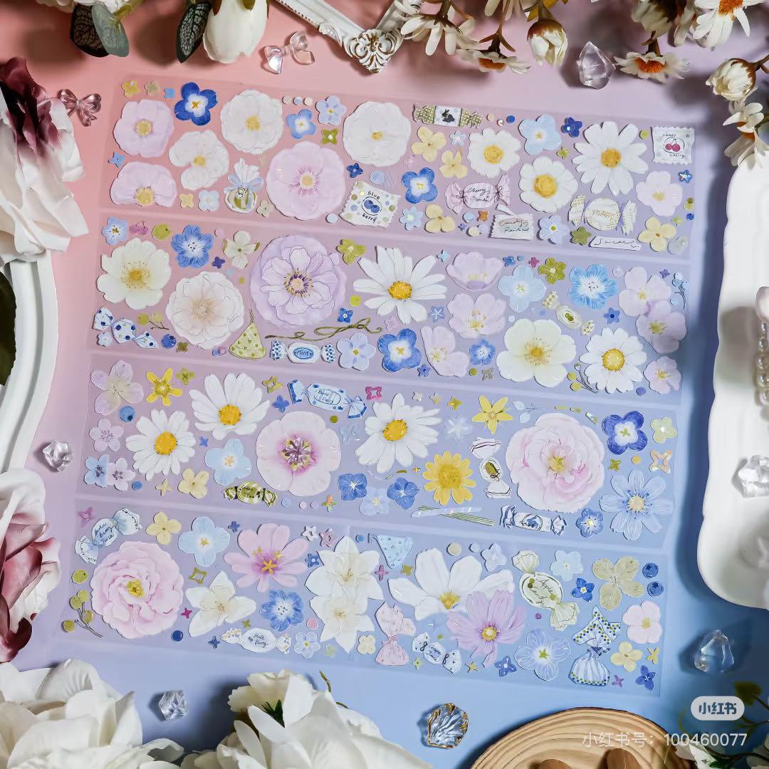 【8540】海外　マステ　3/5/巻売り　貝殻光マスキングテープ　お花