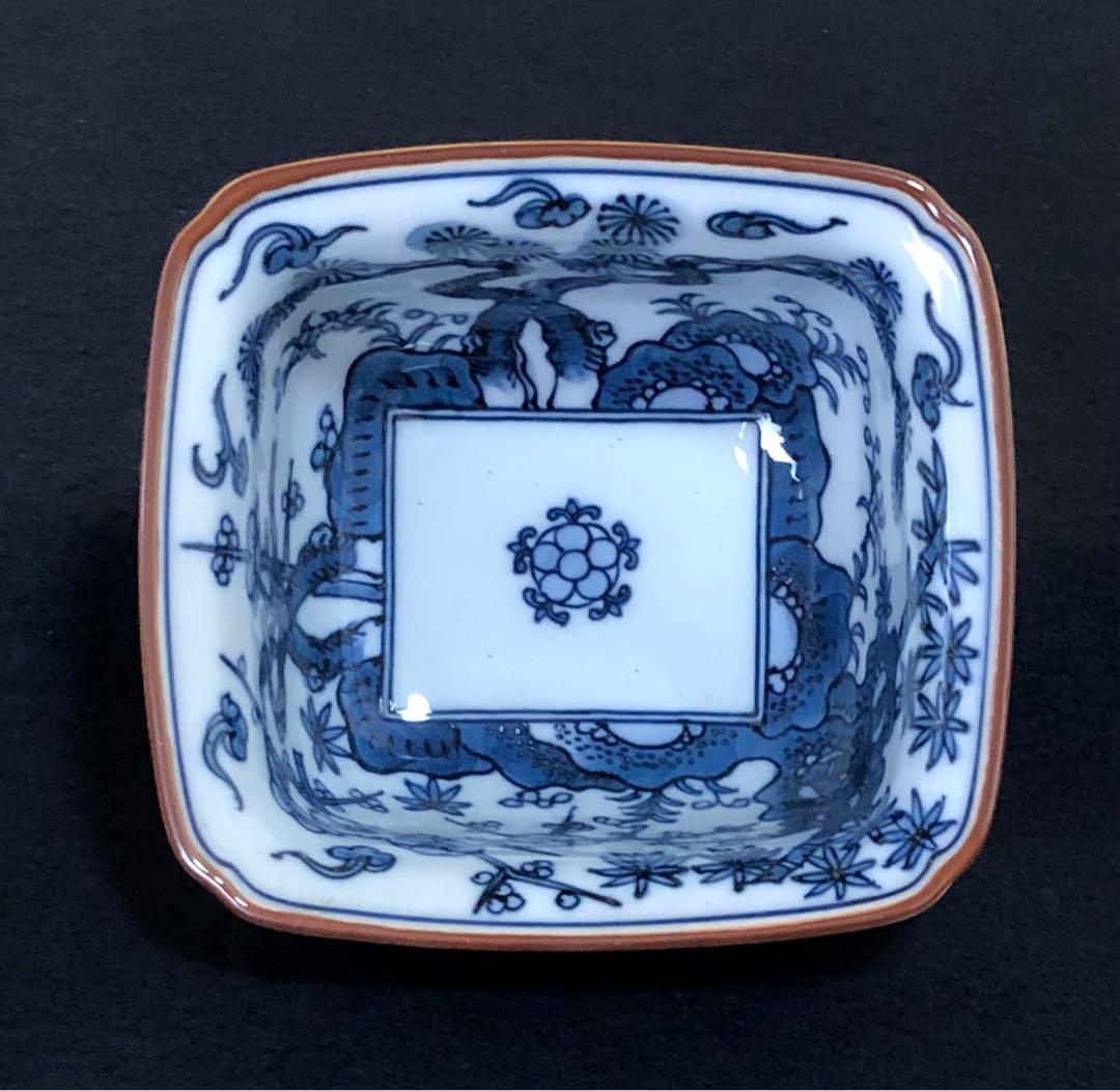 《レ》有田焼 源右衛門作 染付松竹梅 角小鉢5客 共箱 251201お2