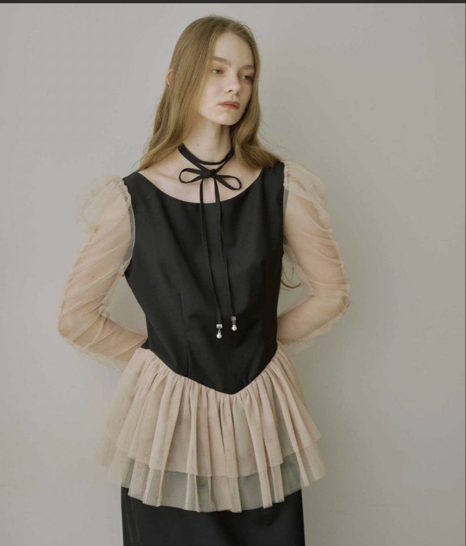 VIOLETTA チョーカー付きチュールスリーブドレス　オケージョンドレス