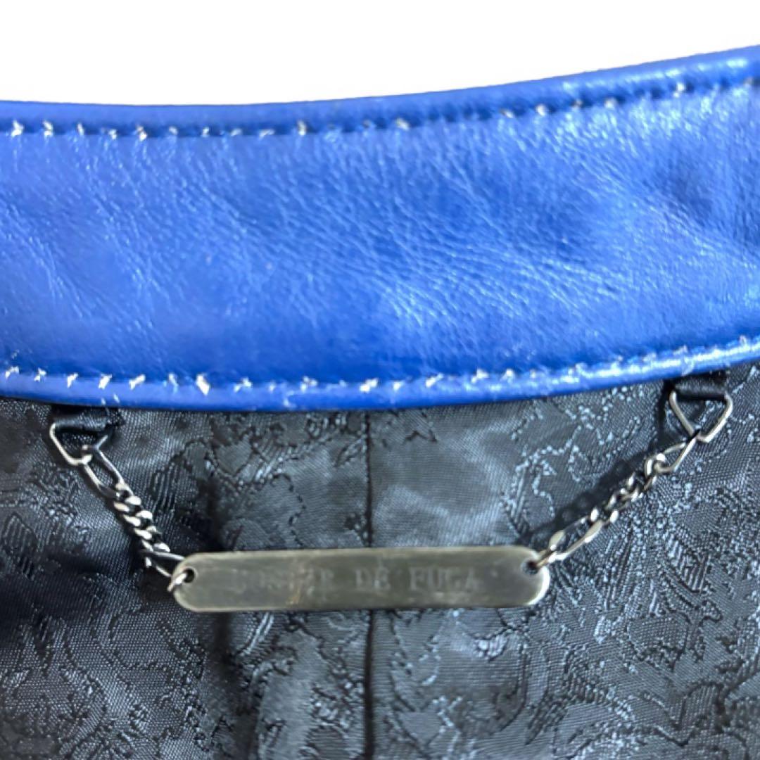 【美品】ゴスタールジフーガ★Y2K★牛革レザーシングルライダースジャケット青S