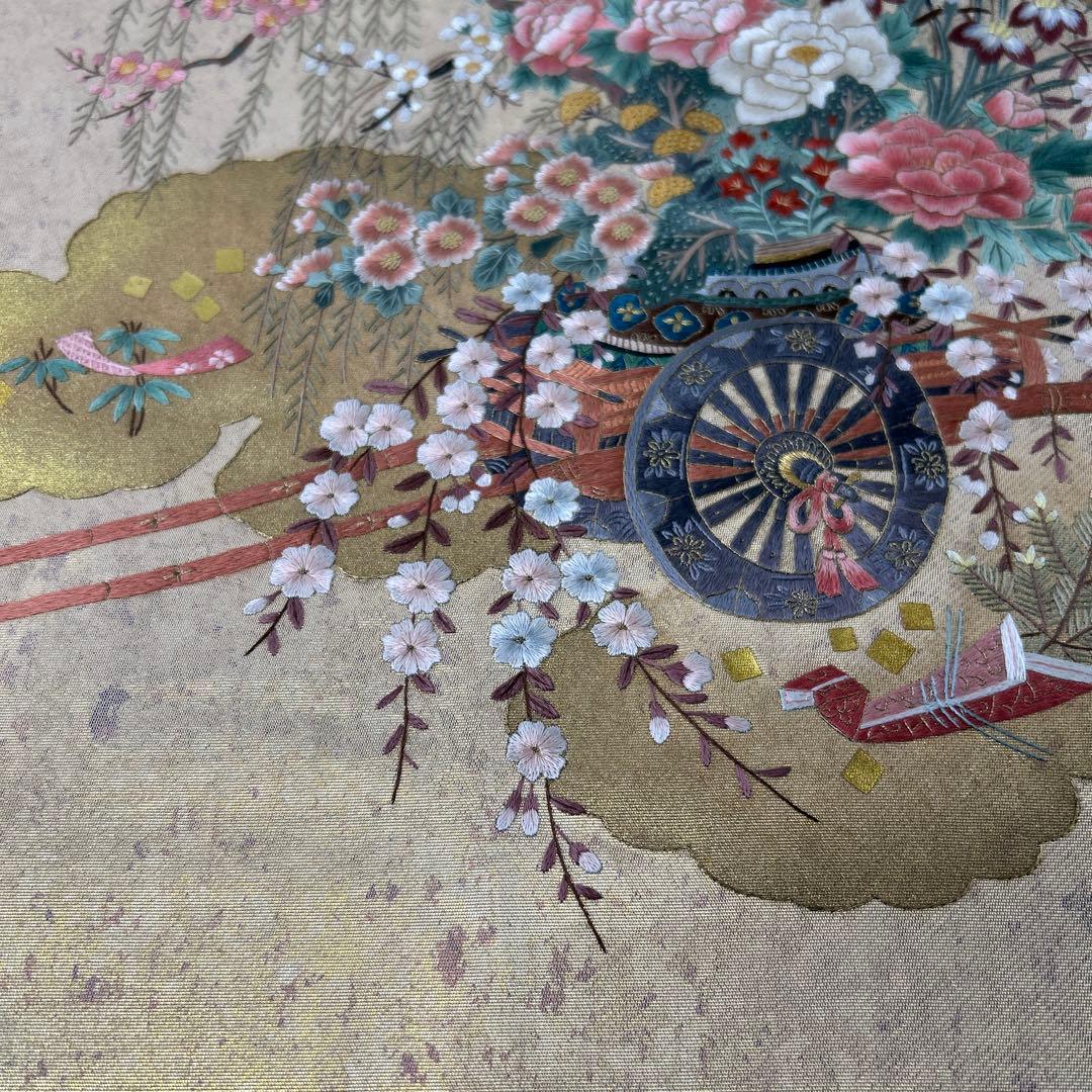 金色 花柄 袋帯1222