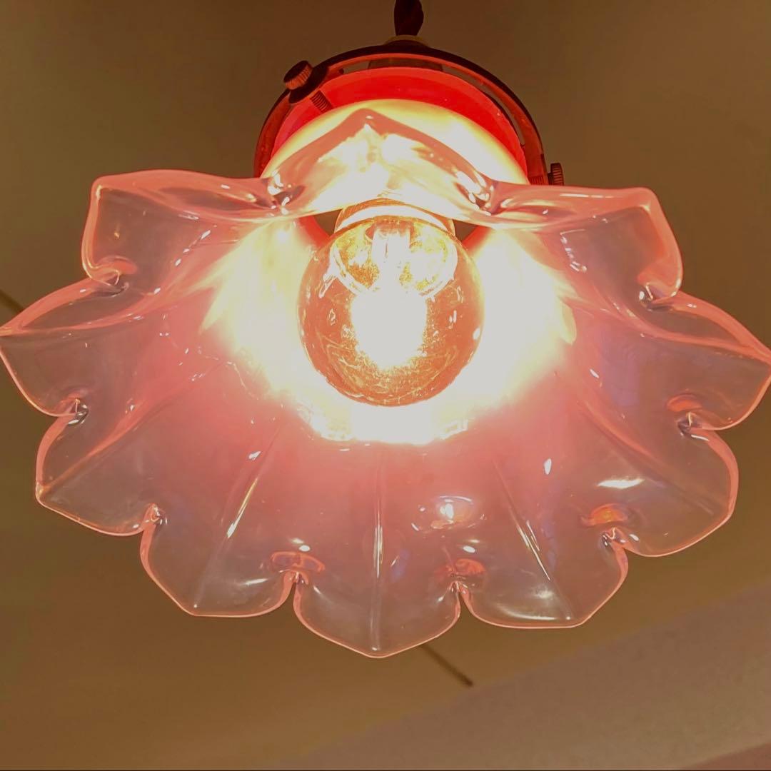 ランプシェード　オパールセント　アンティーク　フランス　フラワー