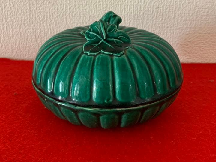 古美術　マラカイト釉蓋合【道光年製】在銘　共箱、共布付き XG3-3